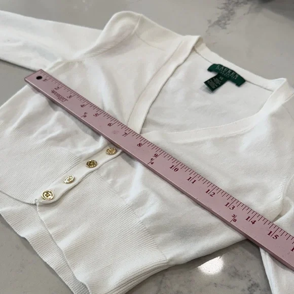 Ralph Lauren Cream Button-Up Crop Top - Picture 7 of 7